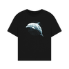 Geo Dolphin Women's Oversized Organic T-Shirt - Black