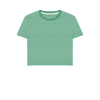 The Classic Women's Green Striped Organic Boxy Tee - Green Stripes
