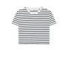 The Classic Women's Navy Striped Organic Boxy Tee - Navy Stripes