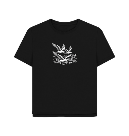 Black Waves and Wings Women's Relaxed Fit Organic T-shirts