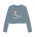 Stone Blue Printed Boxy Jumpers