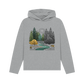 Athletic grey printed hoody featuring a serene forest scene