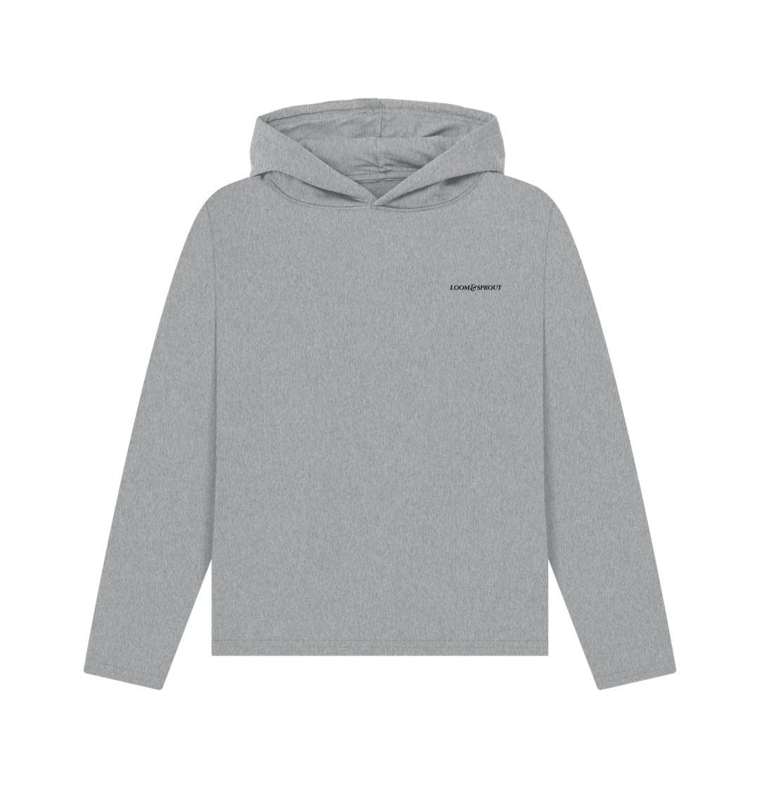 Athletic grey printed hoody "stronger than ever," showcasing a comfortable and stylish design
