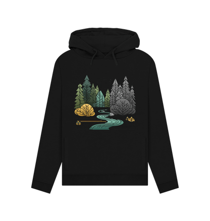 Black printed hoody with forest design