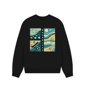 Black printed sweater boundless women's oversized fit organic sweatshirt