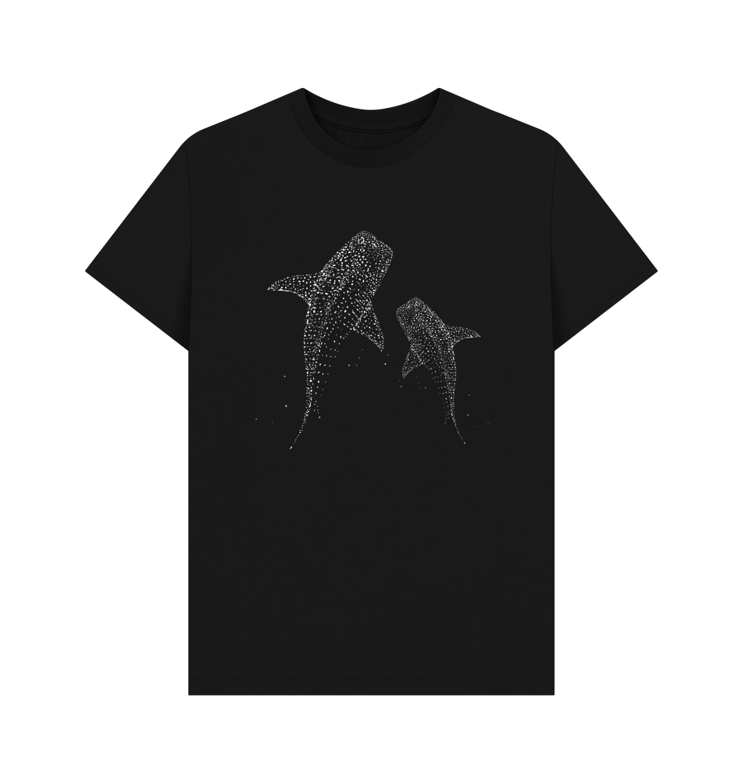 Black Printed T-shirt With Two Shark Designs