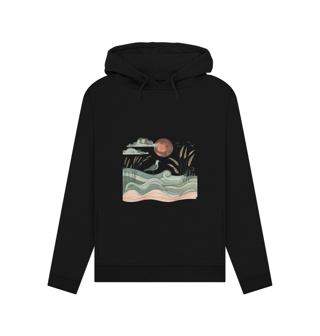 Black Sun and Birds Women's Pullover Organic Hoodies