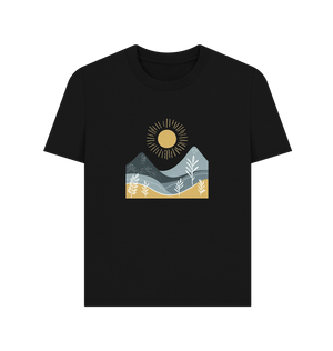Black Sunrise Women's Organic T-shirts Featuring Mountain Scene