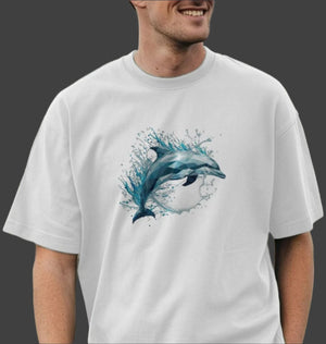 Blue Dolphin Men's Oversized Organic T-Shirt - Loom & Sprout