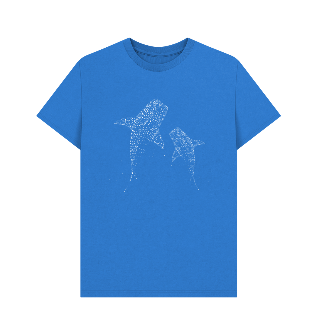 Bright Blue Printed T-shirt With Two Shark Designs