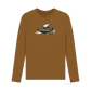 Brown Printed Long Sleeve T-Shirt Showcasing A Boat Print