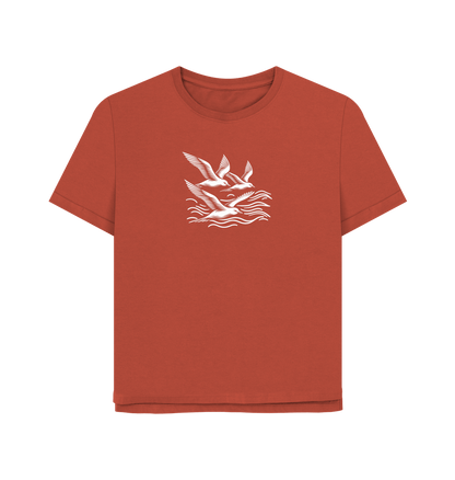 Rust Waves and Wings Women's Relaxed Fit Organic T-shirts