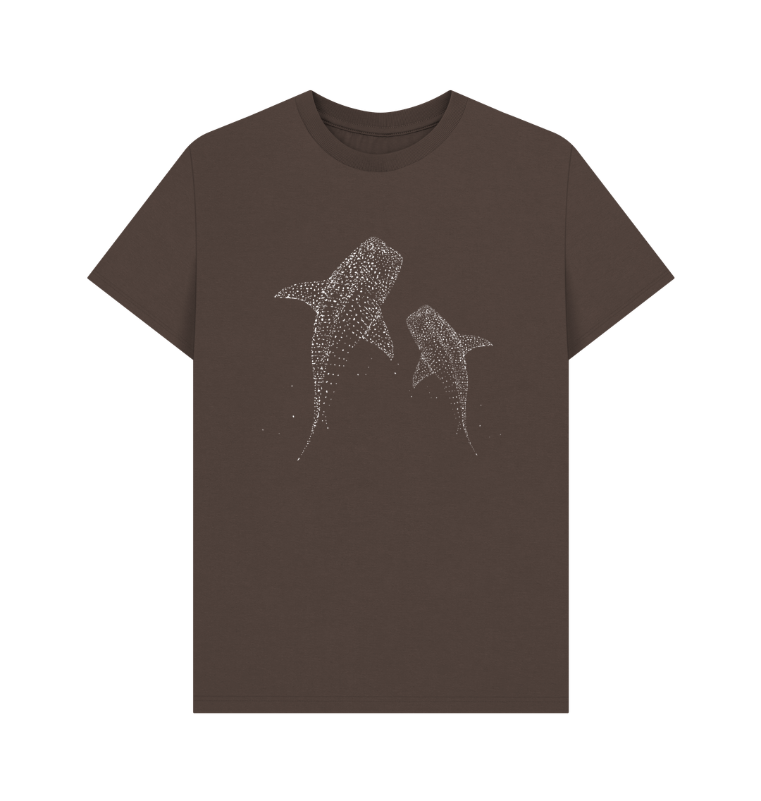 Chocolate Printed T-shirt With Two Shark Designs