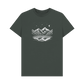 Dark Grey Printed T-shirt Featuring a Scenic Mountain Design.