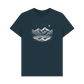 Denim Blue Printed T-shirt Featuring a Scenic Mountain Design.