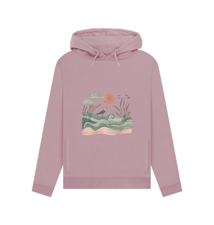 Mauve Sun and Birds Women's Pullover Organic Hoodies
