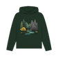 Evergreen printed hoody featuring a serene forest scene