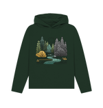 Evergreen printed hoody featuring a serene forest scene