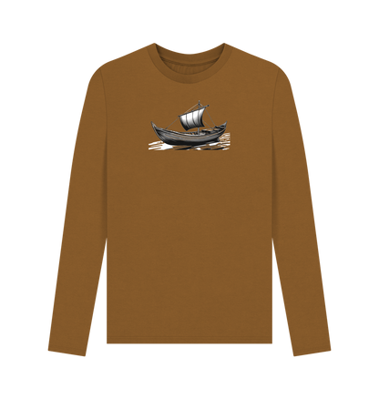 Brown Printed Long Sleeve T Shirt