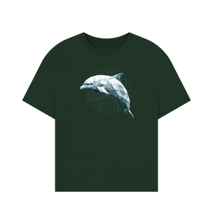 Geo Dolphin Women's Oversized Organic T-Shirt - Loom & Sprout