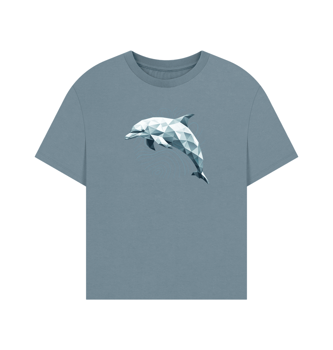 Geo Dolphin Women's Oversized Organic T-Shirt - Loom & Sprout