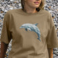 Geo Dolphin Women's Oversized Organic T-Shirt - Loom & Sprout