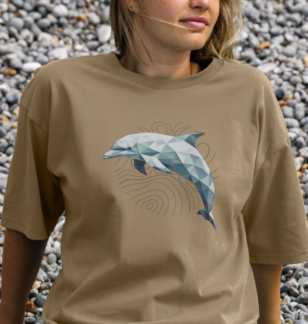 Geo Dolphin Women's Oversized Organic T-Shirt - Loom & Sprout