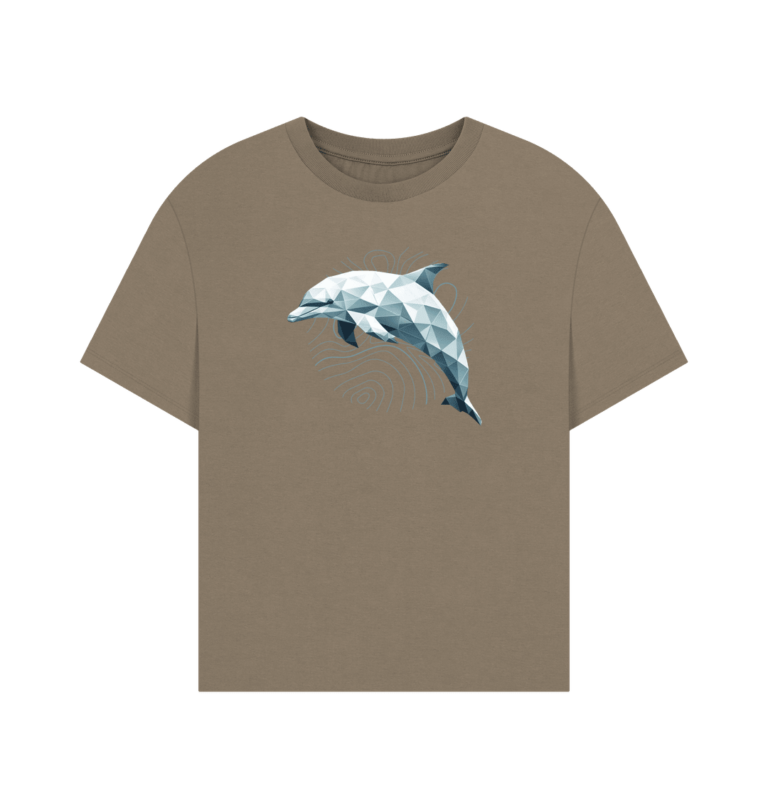 Geo Dolphin Women's Oversized Organic T-Shirt - Loom & Sprout