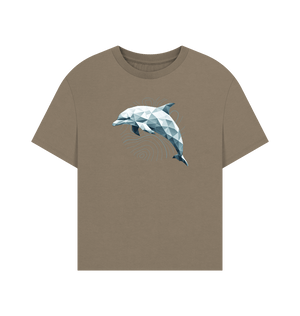 Geo Dolphin Women's Oversized Organic T-Shirt - Loom & Sprout