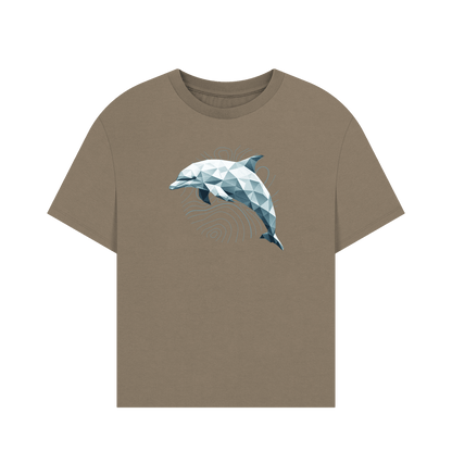 Geo Dolphin Women's Oversized Organic T-Shirt - Loom & Sprout