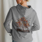 Grey hoodie printed hoody featuring an autumn tree design