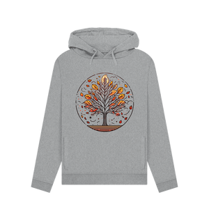 Light heather printed hoody featuring an autumn tree design