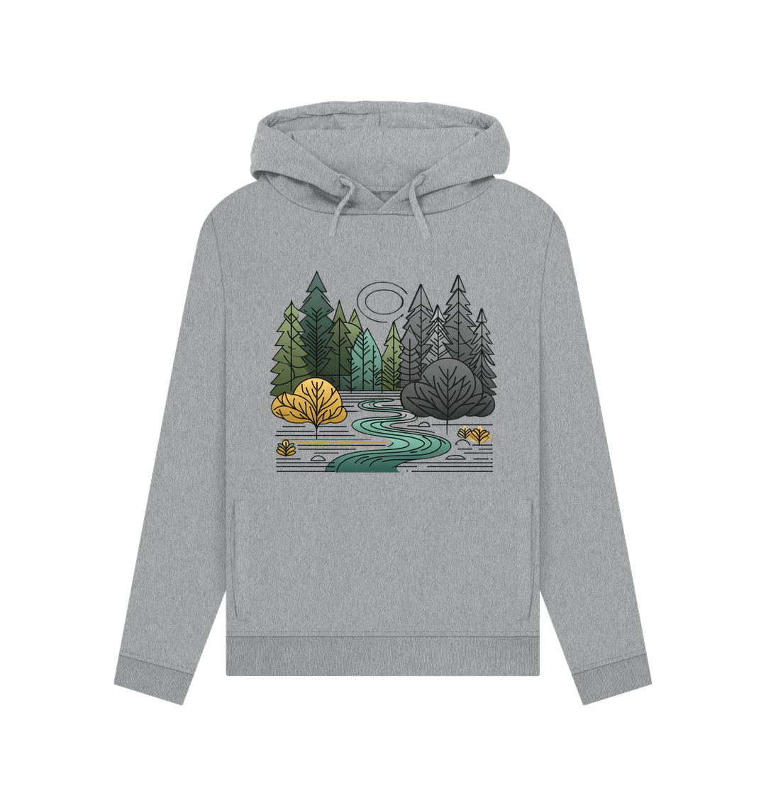 Light heather printed hoody with forest design