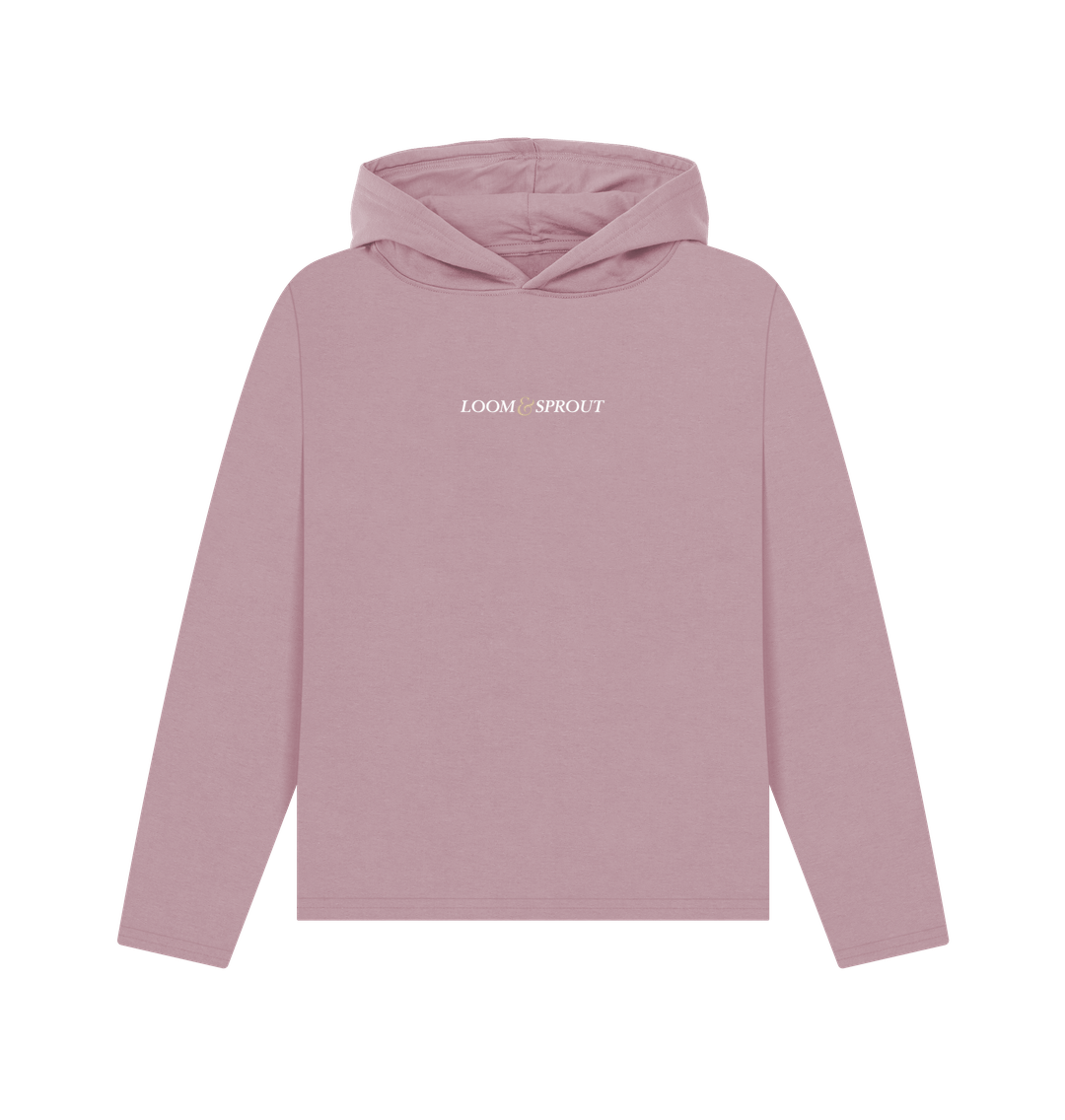 Loom and sprout branding logo mauve printed hoody
