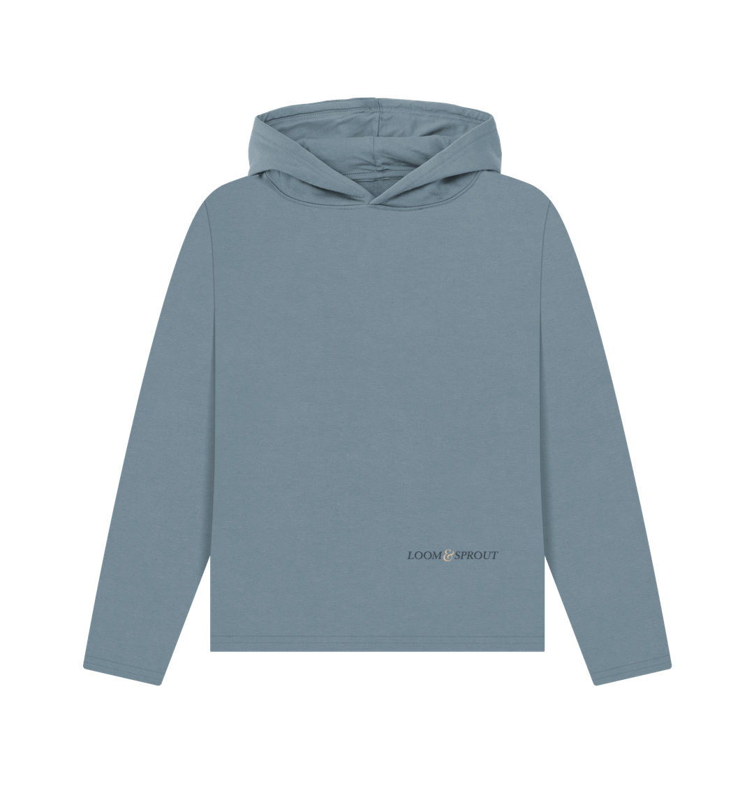 Loom and sprout logo athletic stone blue printed hoody
