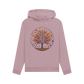 Mauve printed hoody featuring an autumn tree design