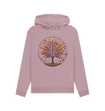 Mauve printed hoody featuring an autumn tree design