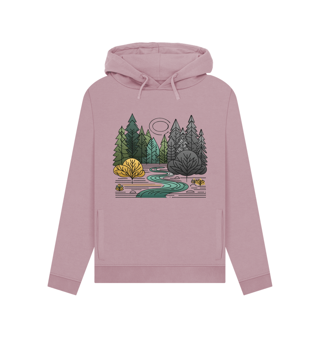 Mauve printed hoody with forest design