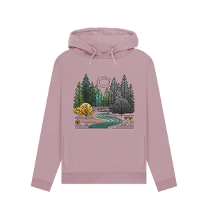 Mauve printed hoody with forest design