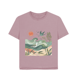 Mauve Printed T-shirt Relaxed Fit design