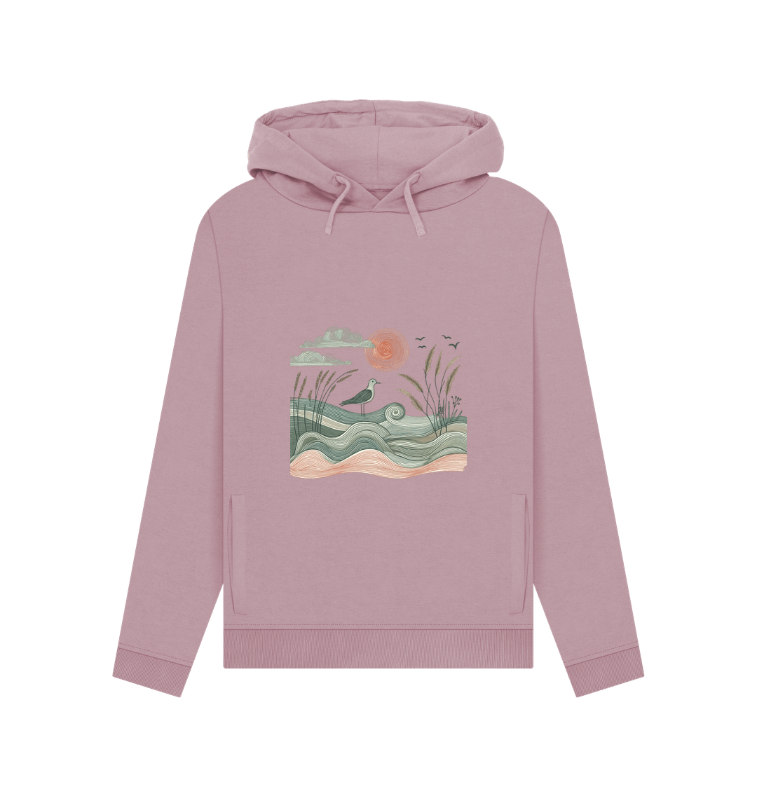 Mauve Sun and Birds Women's Pullover Organic Hoodies