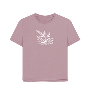 Mauve Waves and Wings Women's Relaxed Fit Organic T-shirts