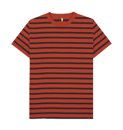 Men's Organic Cotton Coral Striped T-shirt - Loom & Sprout