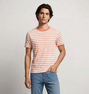 Men's Organic Cotton Coral Striped T-shirt - Loom & Sprout