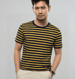 Men's Organic Cotton Navy & Mustard Striped T-shirt - Loom & Sprout