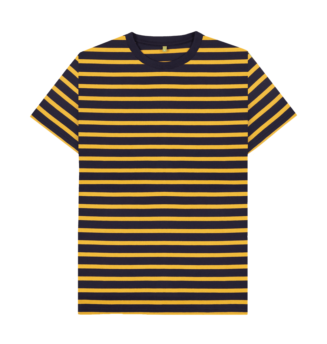 Men's Organic Cotton Navy & Mustard Striped T-shirt - Loom & Sprout