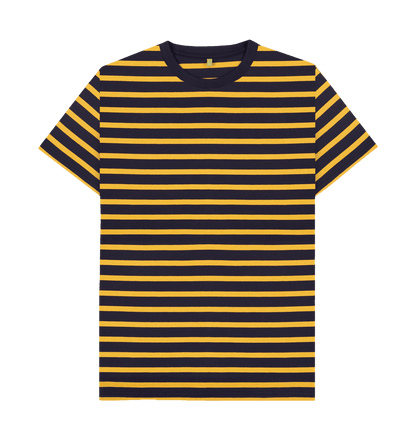 Men's Organic Cotton Navy & Mustard Striped T-shirt - Loom & Sprout