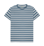 Men's Organic Cotton Stone Blue & Rust Striped T-shirt - Loom & Sprout