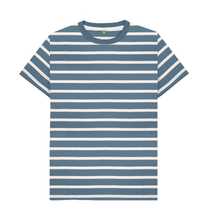 Men's Organic Cotton Stone Blue & Rust Striped T-shirt - Loom & Sprout