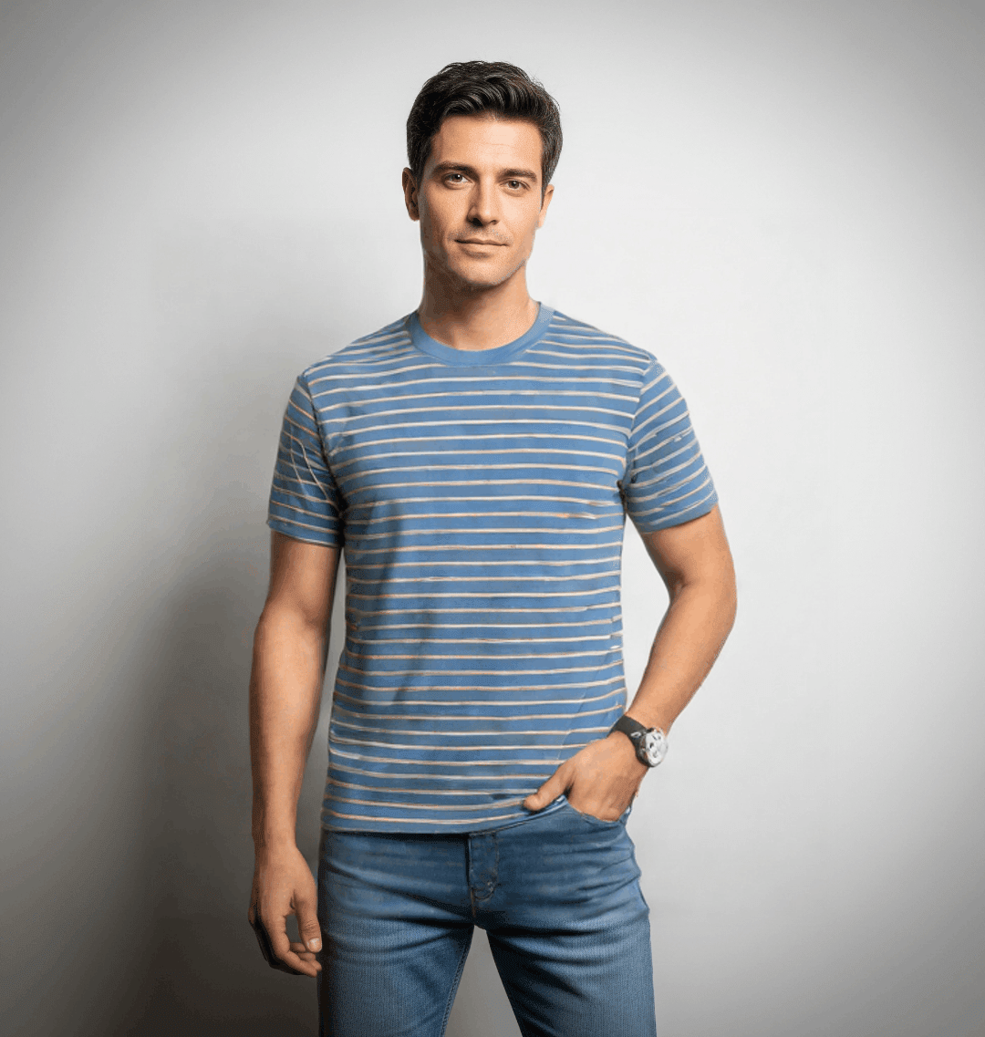 Men's Organic Cotton Taupe & Solent Striped T-shirt - Loom & Sprout